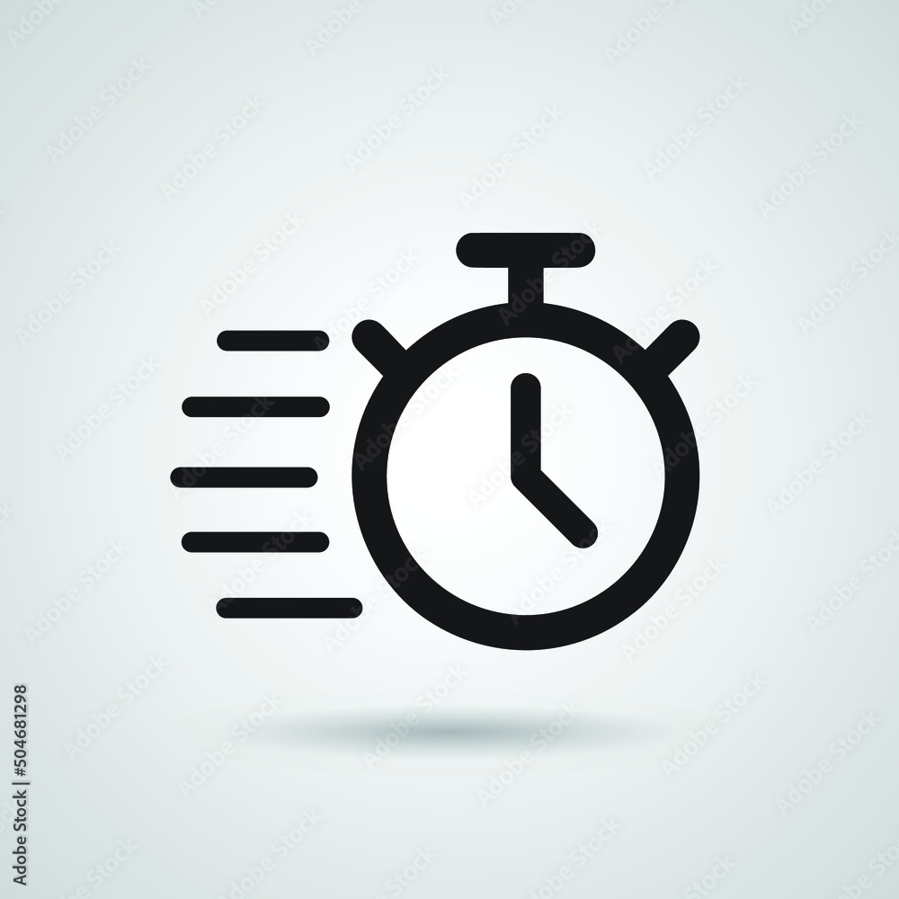 Fast time icon. Quick delivery concept. Stopwatch symbol. Vector illustration isolated. EPS 10. Fast time icon. Quick delivery concept. Stopwatch symbol. Vector illustration isolated. EPS 10.