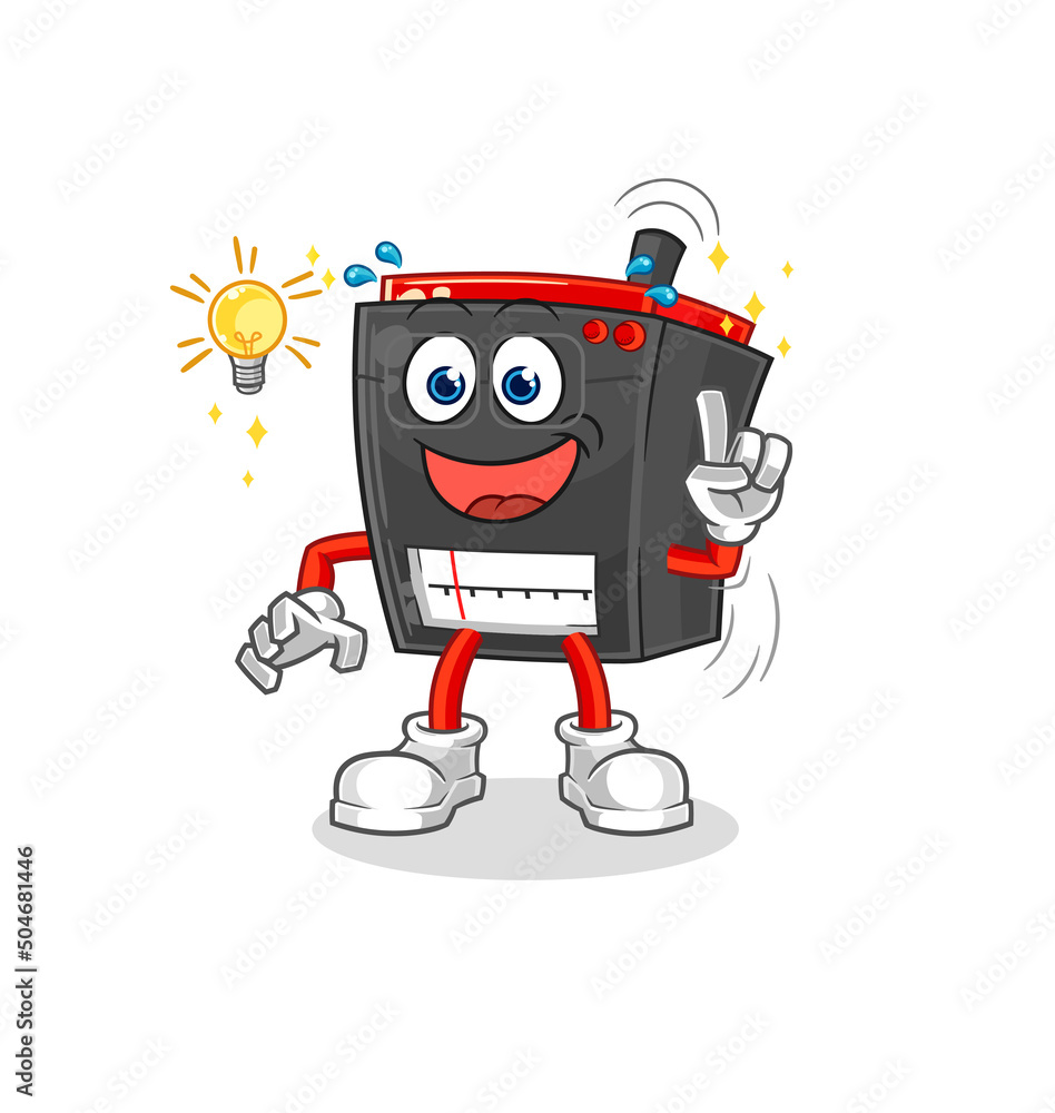 radio got an idea cartoon. mascot vector radio got an idea cartoon. mascot vector