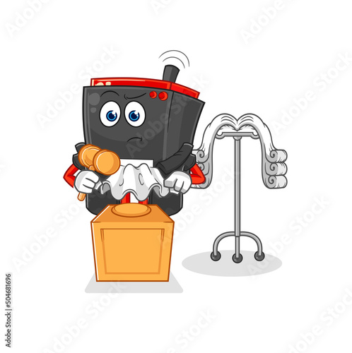 radio judge holds gavel. character vector