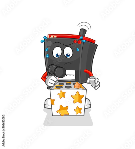 radio play whack a mole mascot. cartoon vector