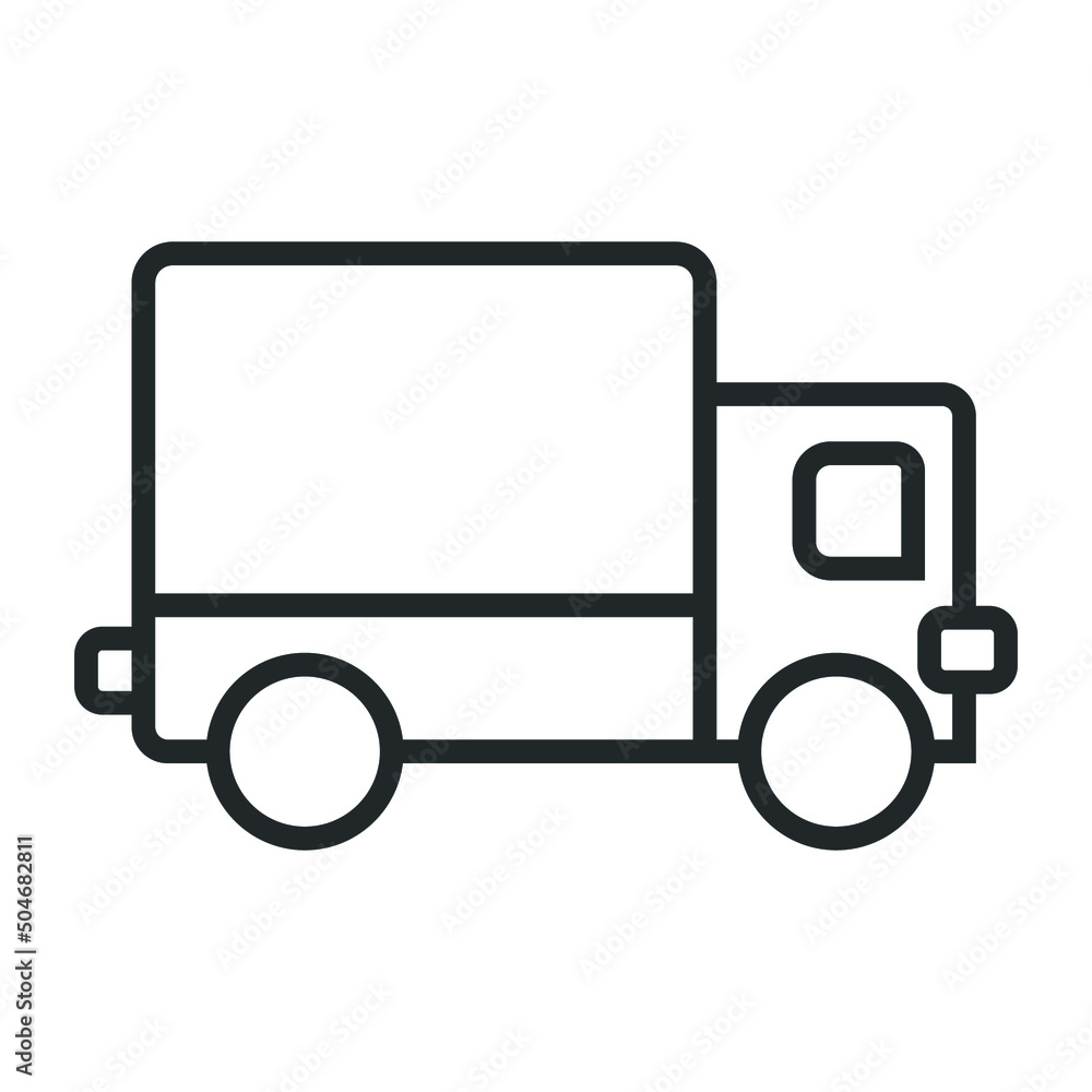 Truck icon. Simple outline style. Thin line symbol. Shipping car, delivery concept. Vector illustration isolated on white background. EPS 10. Truck icon. Simple outline style. Thin line symbol. Shipping car, delivery concept. Vector illustration isolated on white background. EPS 10.