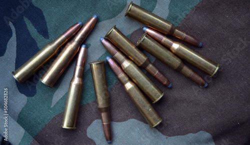 Ammunition 7,62x54 with camo background