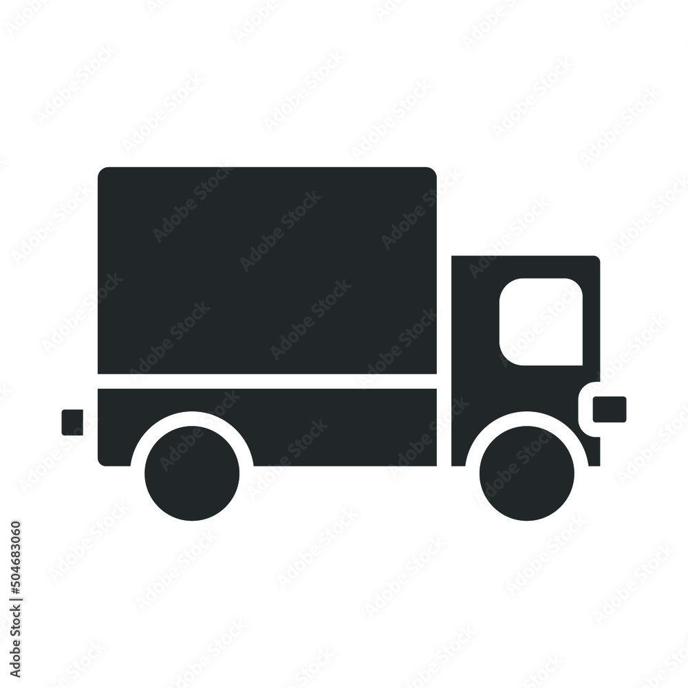 Truck icon. Simple solid style. Glyph symbol. Shipping car, delivery concept. Vector illustration isolated on white background. EPS 10.