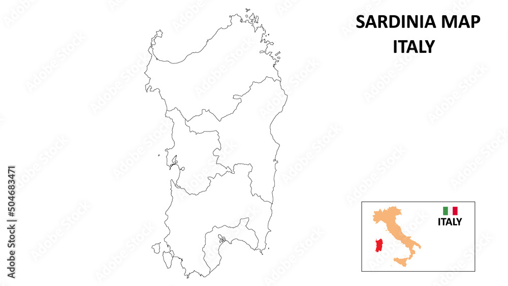 Sardinia Map. State and district map of Sardinia. Political map of