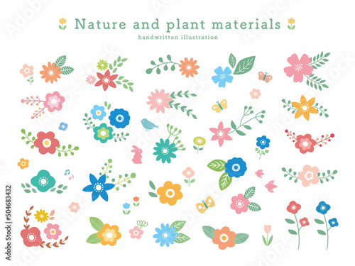 ナチュラルなボタニカル草花素材セット【主線なし】
