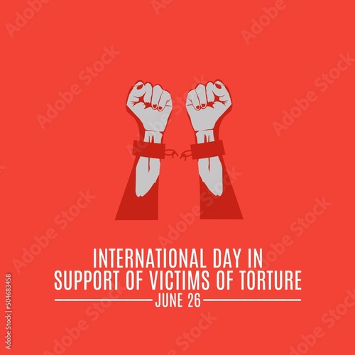 illustration of a hand being released from the shackles of a chain. perfect for an international day to support victims of torture