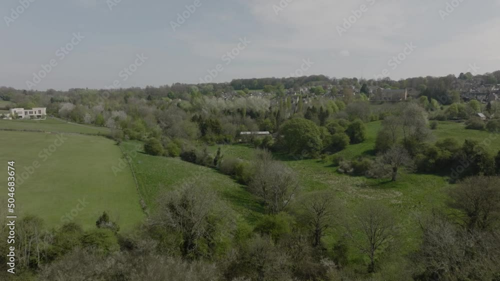 Cotswold Town Edge, Chipping Norton, Aerial View, Spring Season Cotswold Town Edge, Chipping Norton, Aerial View, Spring Season