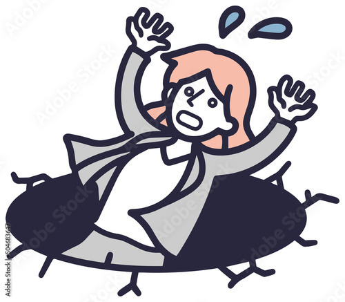 落とし穴に落ちる女性　シンプルイラスト