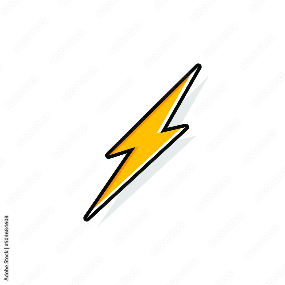 Thunder and bolt lighting flash icon. Flat style on white background. Vector illustration isolated. EPS 10. Thunder and bolt lighting flash icon. Flat style on white background. Vector illustration isolated. EPS 10.