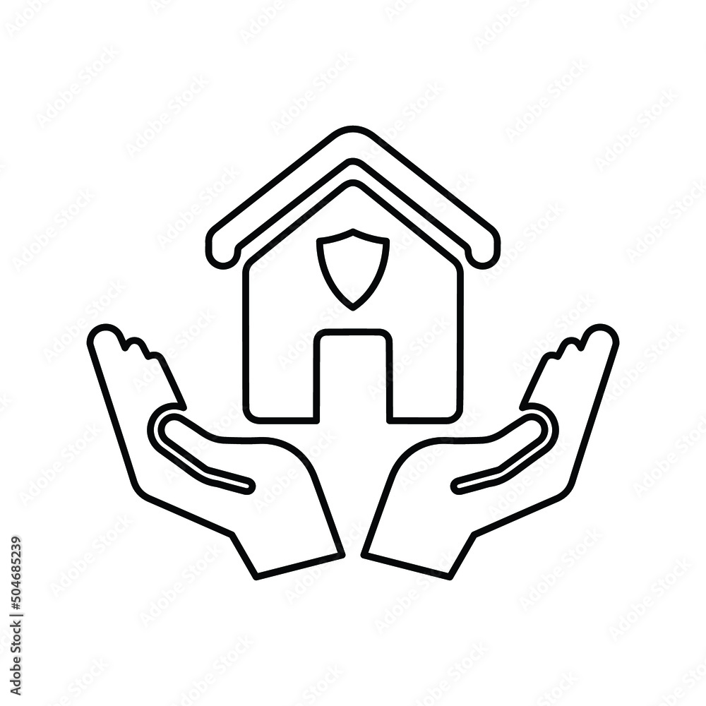 Home, insurance, protection outline icon. Line art sketch. Home, insurance, protection outline icon. Line art sketch.