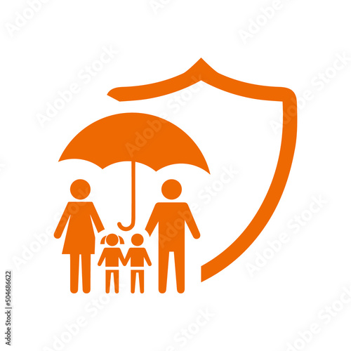 Family, life, insurance icon. Orange vector design.