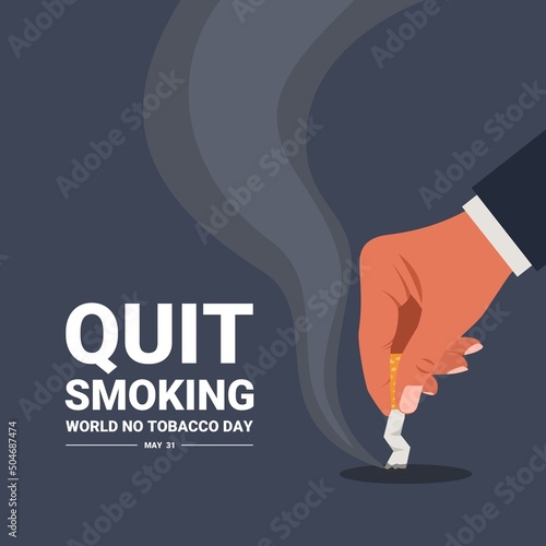 World no tobacco day concept, hand putting out cigarettes, vector illustration.
