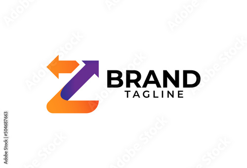 Letter Z Arrow Logo Design, usable for logistic, finance and company logos,  vector illustration