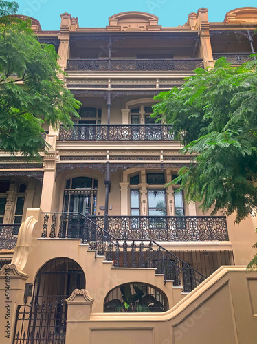 Photography The facade of a historic 1890s victorian four storey terrace house