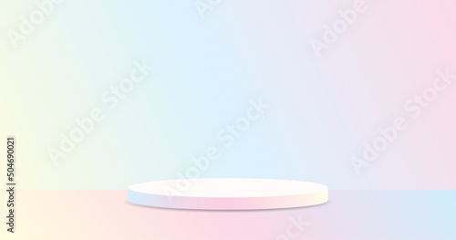 round gradient color product podium display on sweet pastel gradient wall and floor 3d illustration vector for putting your object
