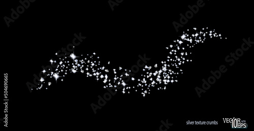 Wavy crumbs silver texture. Silverish glitter sand.