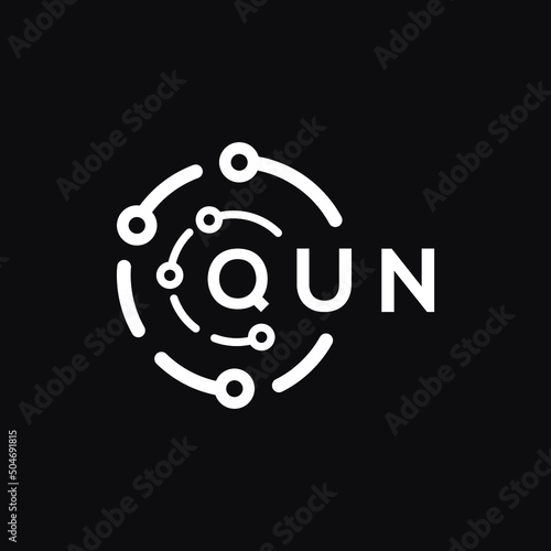 QUN letter logo design on black background. QUN  creative initials letter logo concept. QUN letter design.
 photo