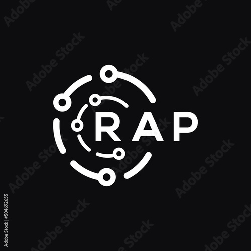 RAP technology letter logo design on black  background. RAP creative initials technology letter logo concept. RAP technology letter design.
