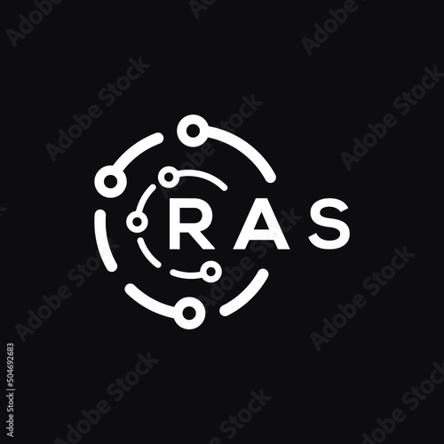 RAS technology letter logo design on black  background. RAS creative initials technology letter logo concept. RAS technology letter design.
