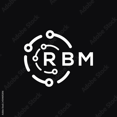 RBM technology letter logo design on black  
 background. RBM creative initials technology letter logo concept. RBM technology letter design.
 photo