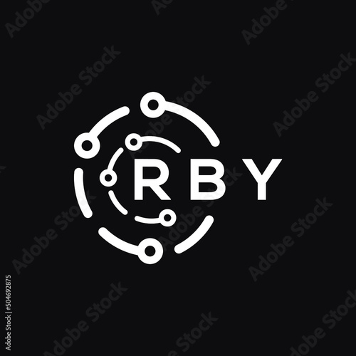 RBY technology letter logo design on black  background. RBY creative initials technology letter logo concept. RBY technology letter design.
