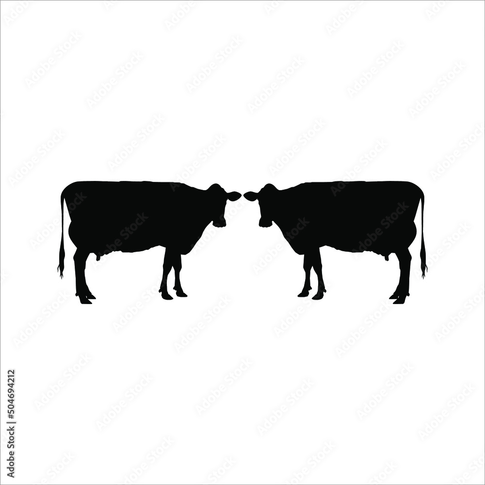 Dairy Cow Silhouette for Logo or Graphic Design Element. Vector Illustration Dairy Cow Silhouette for Logo or Graphic Design Element. Vector Illustration