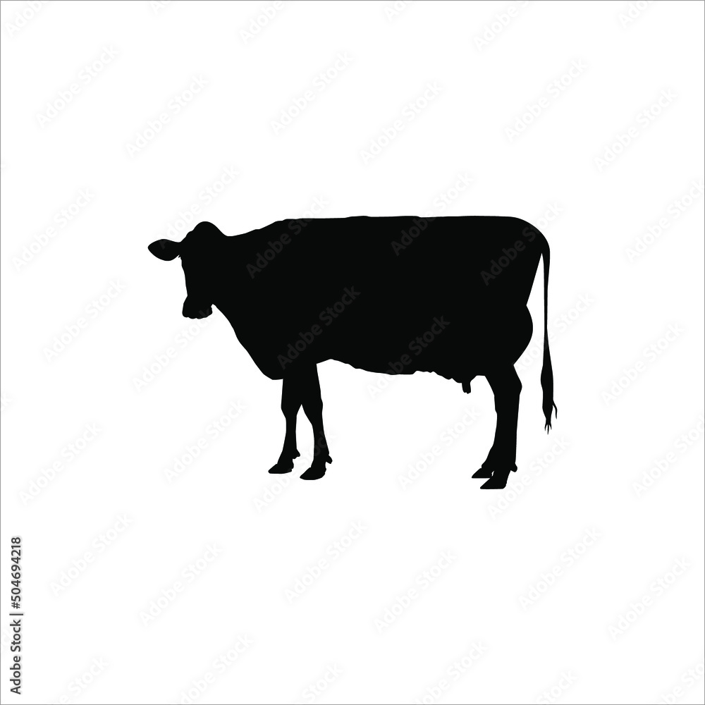 Dairy Cow Silhouette for Logo or Graphic Design Element. Vector Illustration Dairy Cow Silhouette for Logo or Graphic Design Element. Vector Illustration