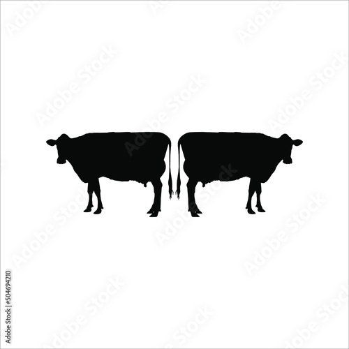 Dairy Cow Silhouette for Logo or Graphic Design Element. Vector Illustration