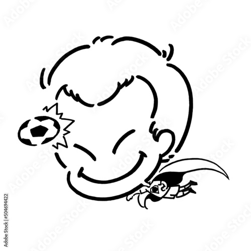 Boy heading soccer ball illustration - vector