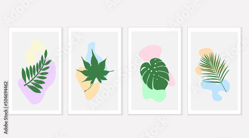 Natural art vector set Natural shape, attached to the wall Beautiful leaf pattern