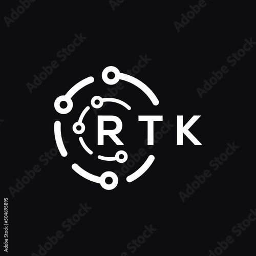 RTK technology letter logo design on black  background. RTK creative initials technology letter logo concept. RTK technology letter design.
 photo