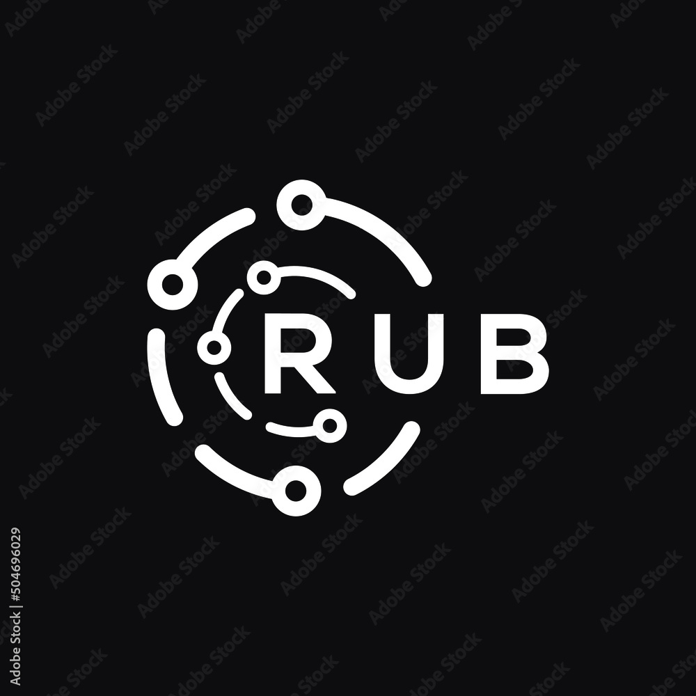 RUB technology letter logo design on black  background. RUB creative initials technology letter logo concept. RUB technology letter design.
