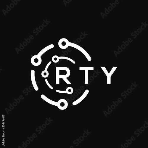 RTY technology letter logo design on black  background. RTY creative initials technology letter logo concept. RTY technology letter design.
