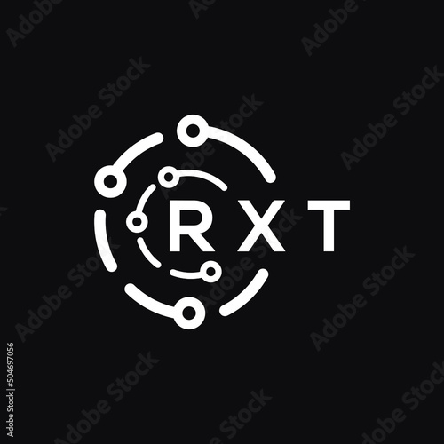 RXT technology letter logo design on black background. RXT creative initials technology letter logo concept. RXT technology letter design. 