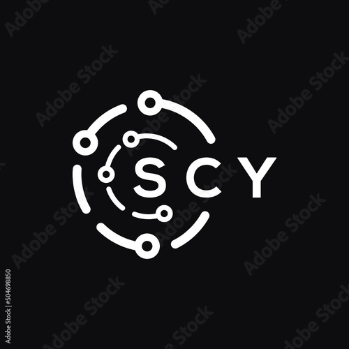 SCY technology letter logo design on black  background. SCY creative initials technology letter logo concept. SCY technology letter design.

