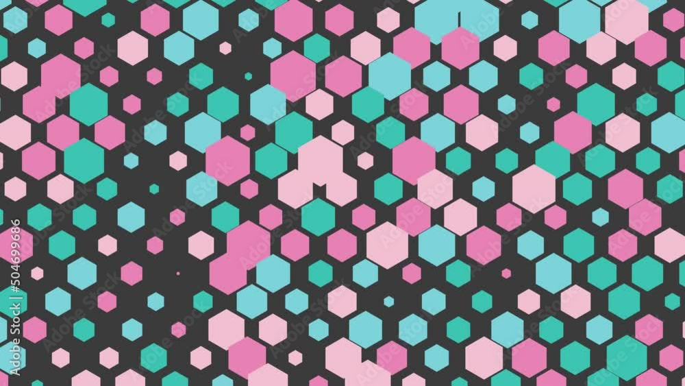Float pastel hexagonal dots blinking on a 4K black background. Float pastel hexagonal dots blinking on a 4K black background.