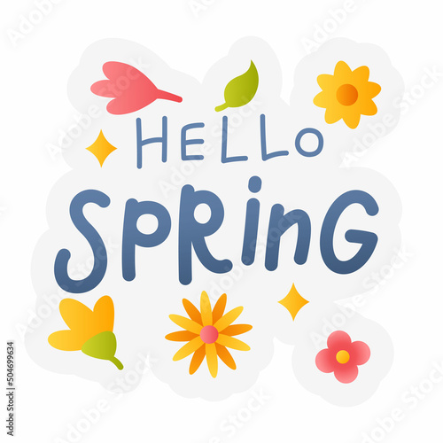 hello springtime spring or springtime single isolated icon with sticker outline cut style