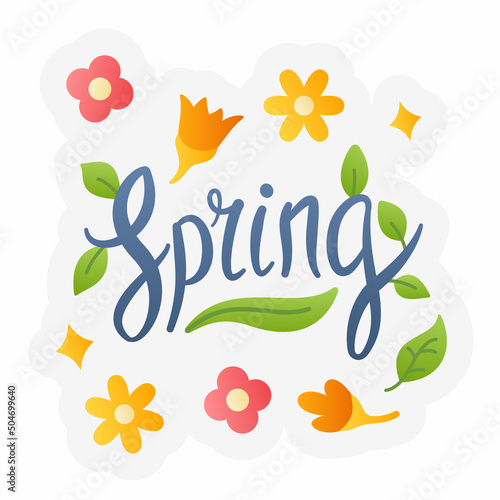 springtime banner spring or springtime single isolated icon with sticker outline cut style