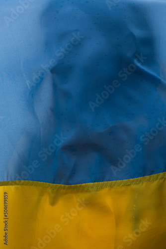 Ukrainian flag with face outline. Support Ukraine. For charity.