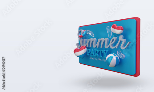 3d Summer party day love Luxembourg flag rendering right view