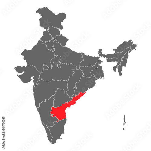 India map graphic, travel geography icon, indian region ANDHRA PRADESH, vector illustration photo