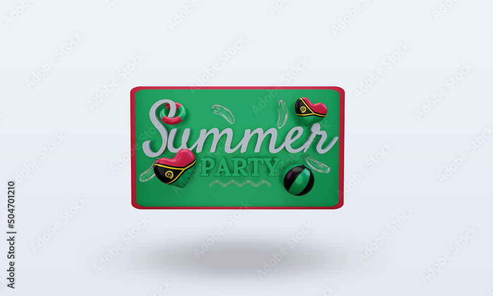 3d Summer party day love Vanuatu flag rendering front view 3d Summer party day love Vanuatu flag rendering front view