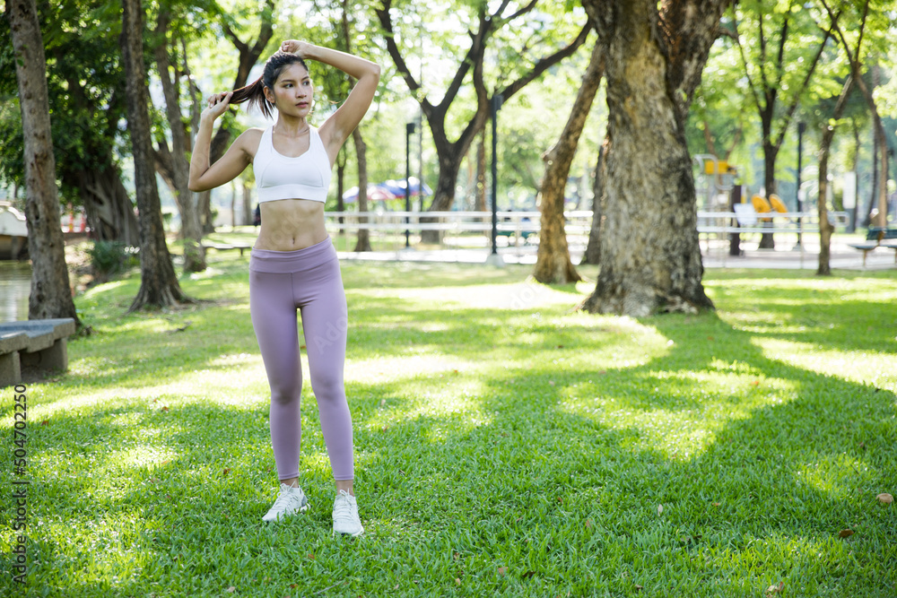 Asian Female Exercise Outdoors Asian Female Exercise Outdoors