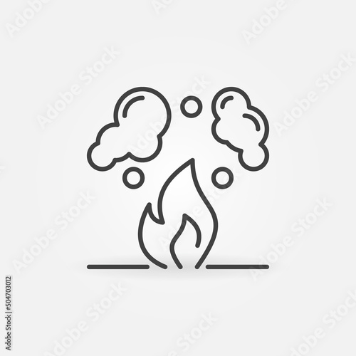 Fire with Smoke outline vector concept icon or sign