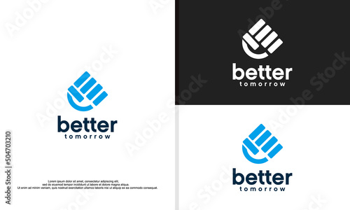 better tomorrow logo, clenched hands show enthusiasm for tomorrow.