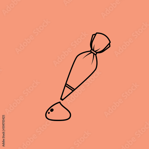Bakery logo. Piping Cream Cake logo design. Silicone Piping Cream Cake doodle symbol.