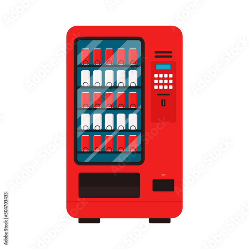 Soda vending machine icon. Vector image isolated on white background. Red drinking water vending machine