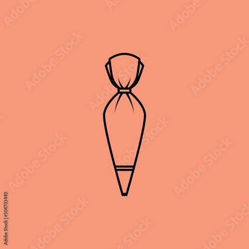 Bakery logo. Piping Cream Cake logo design. Silicone Piping Cream Cake doodle symbol.