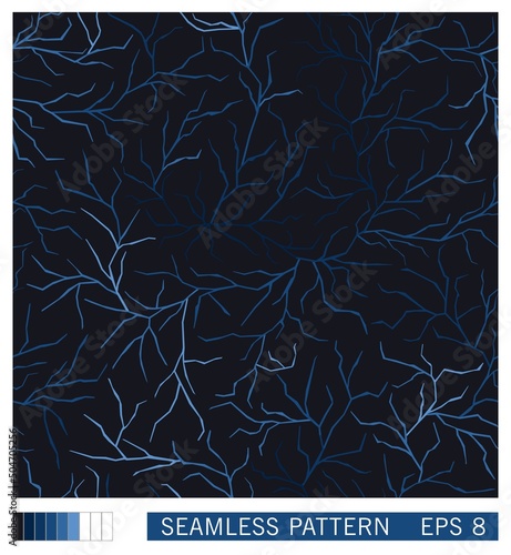 Seamless cracked texture. Optical illusion of layered depth. Random fissure surface. Vector graphics