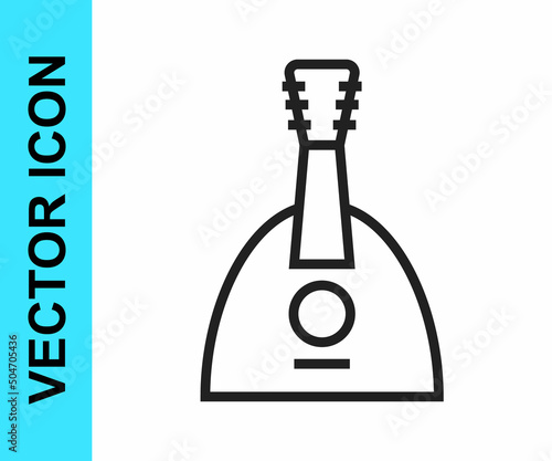 Black line Musical instrument balalaika icon isolated on white background. Vector